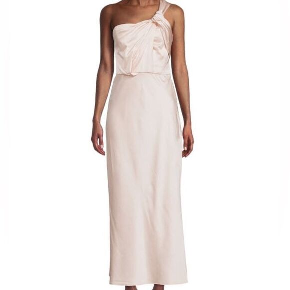 SIGNIFICANT OTHER NWT Macy Draped One Shoulder Satin Dress in Blush Pink SIZE 4 - Picture 2 of 10